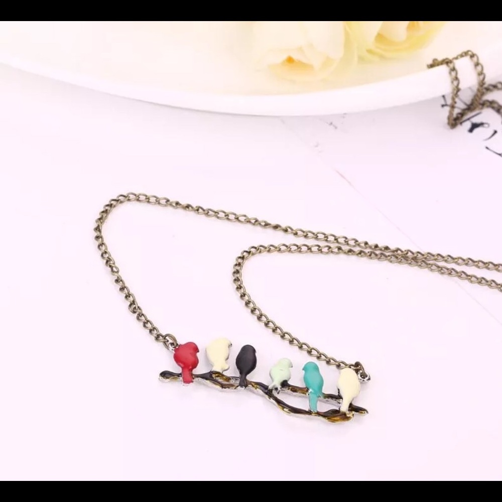 Bird tree branch necklace NEW unique long chain - Picture 3 of 6